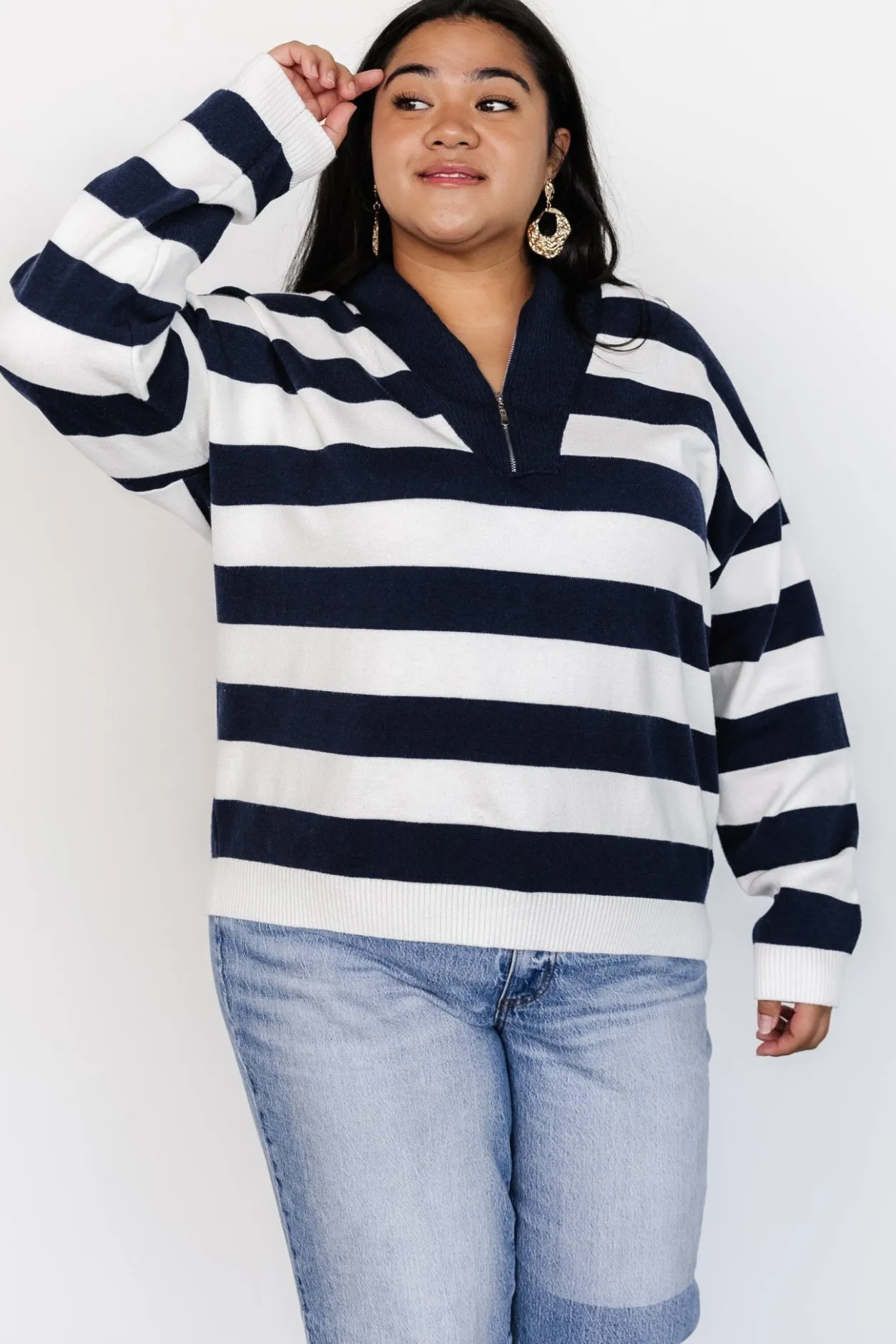 Best Baltic Born Cornell Half Zip Sweater | Navy + Off White Navy+OffWhite