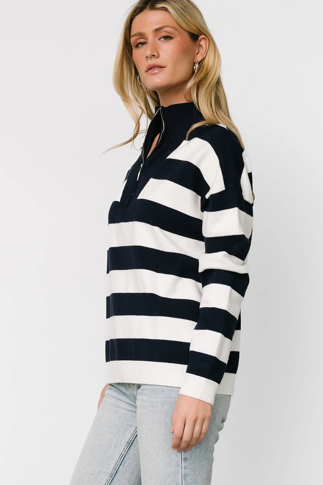 Best Baltic Born Cornell Half Zip Sweater | Navy + Off White Navy+OffWhite