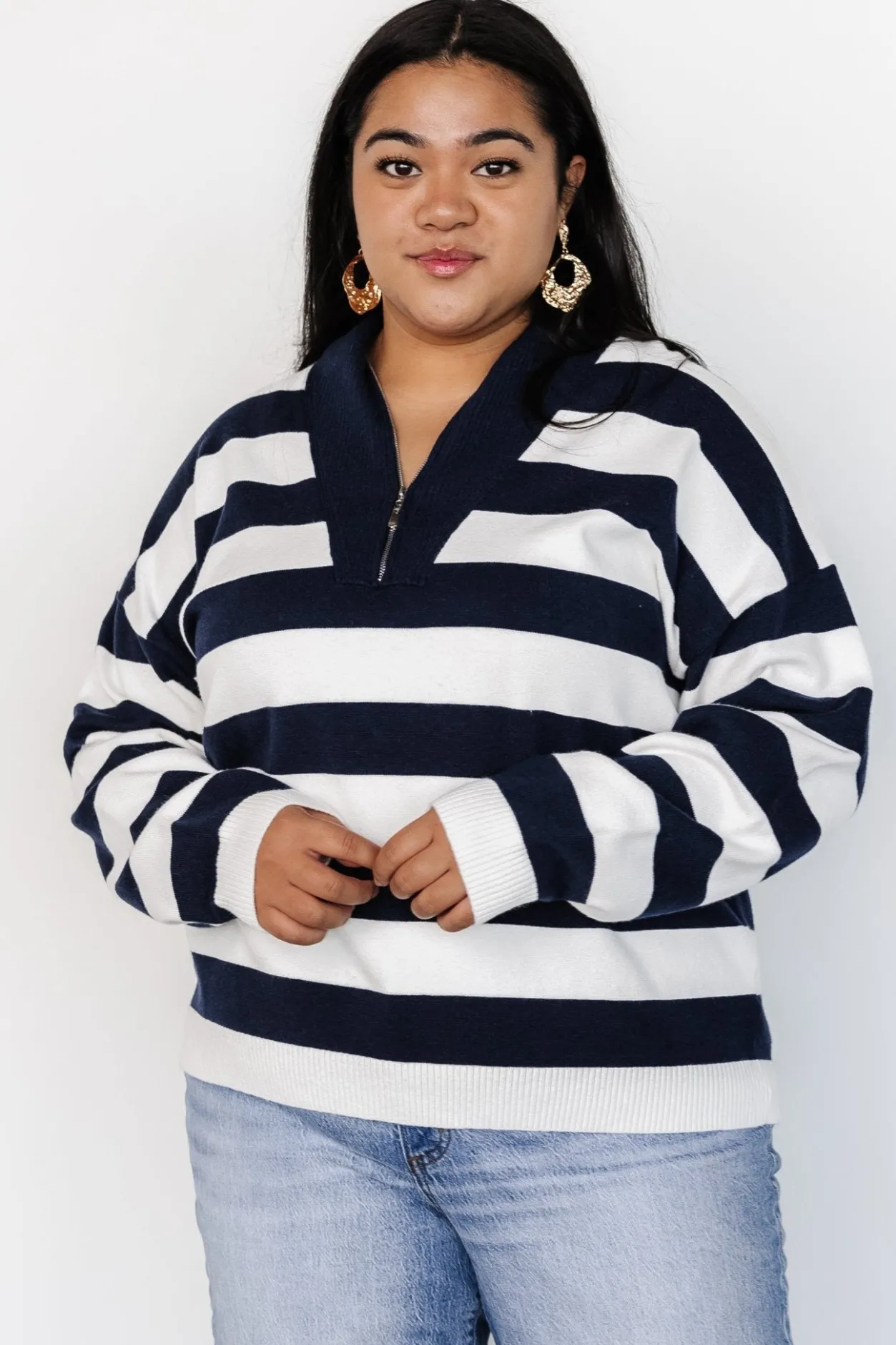 Best Baltic Born Cornell Half Zip Sweater | Navy + Off White Navy+OffWhite