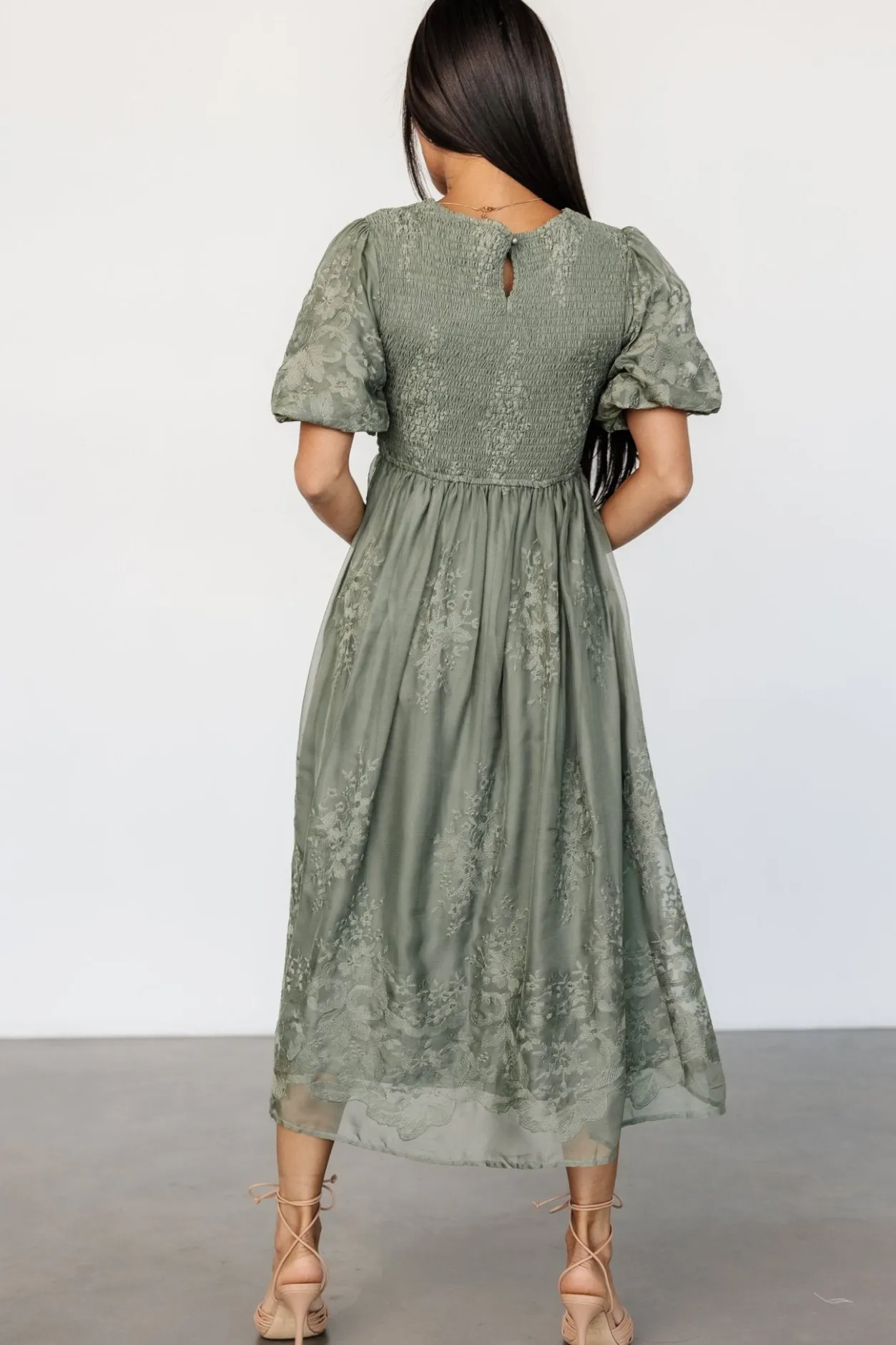 Best Baltic Born Corrine Embroidered Midi Dress | Deep Sage DeepSage