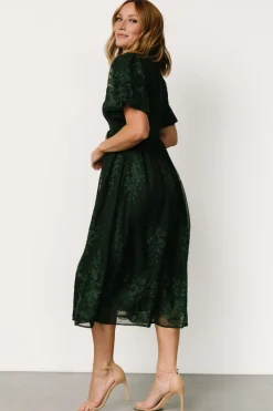 New Baltic Born Corrine Embroidered Midi Dress | Emerald