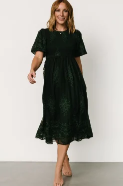 New Baltic Born Corrine Embroidered Midi Dress | Emerald