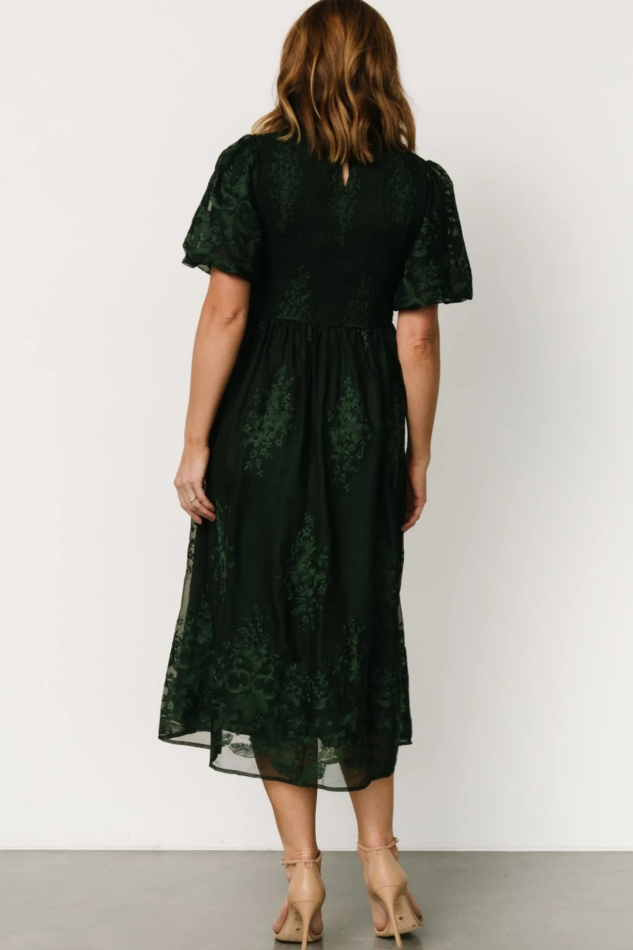 New Baltic Born Corrine Embroidered Midi Dress | Emerald