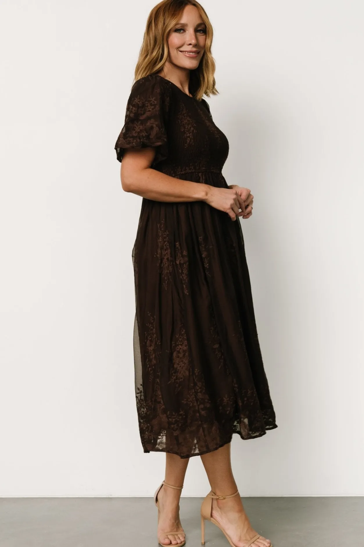 Best Baltic Born Corrine Embroidered Midi Dress | Brown
