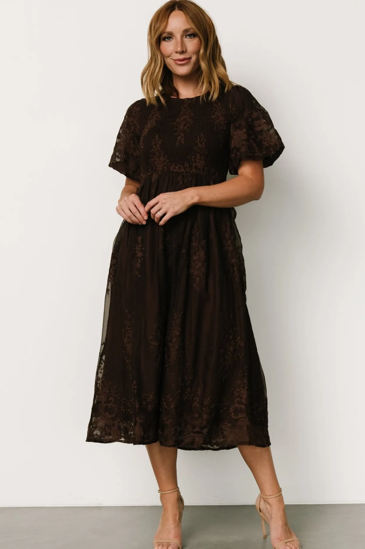 Best Baltic Born Corrine Embroidered Midi Dress | Brown