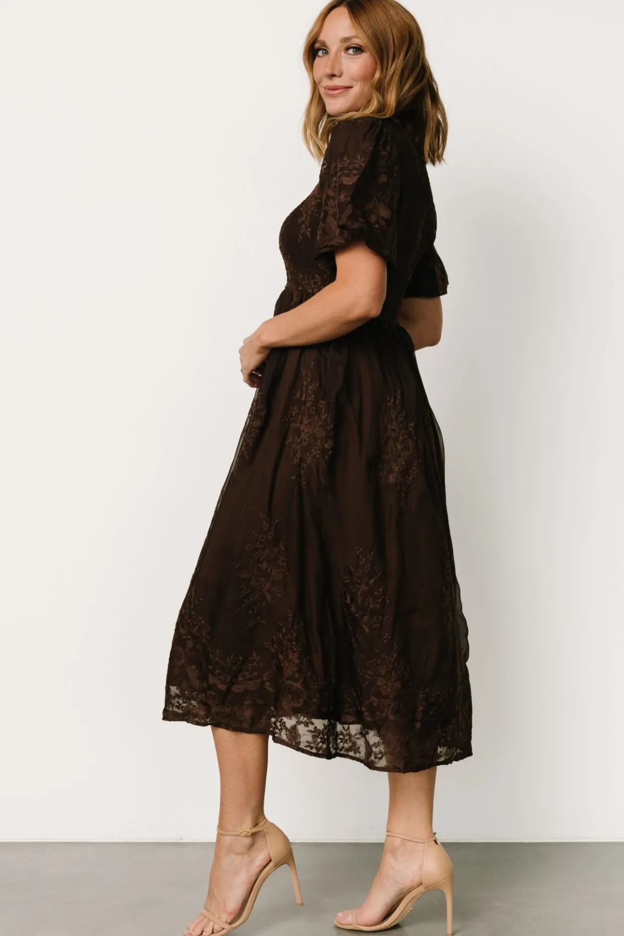 Best Baltic Born Corrine Embroidered Midi Dress | Brown