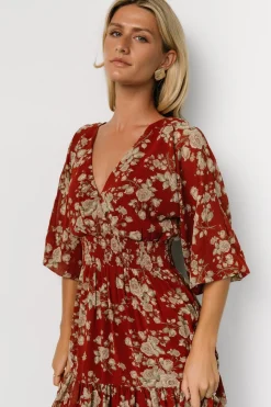 Discount Baltic Born Coventry Tiered Midi Dress | Rust Floral RustFloral