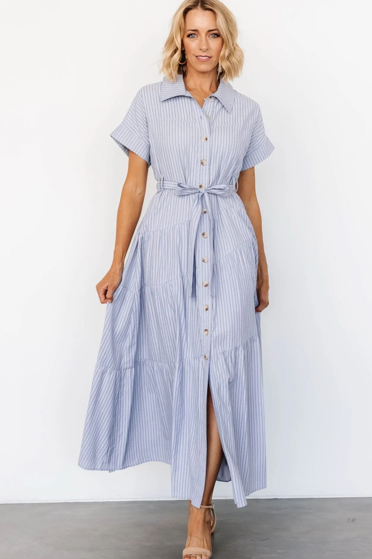 Discount Baltic Born Covey Button Up Maxi Dress | Blue Stripe BlueStripe