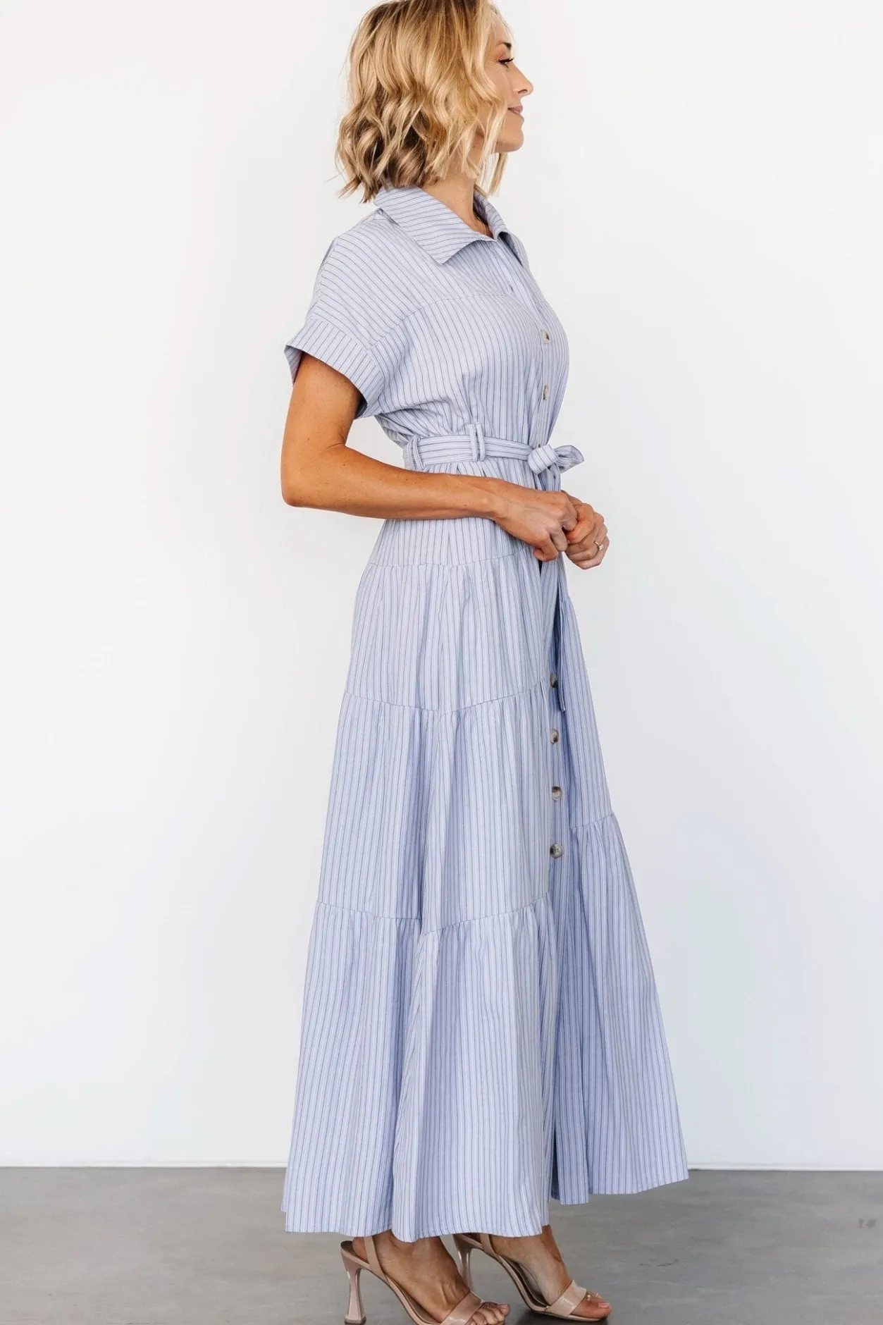 Discount Baltic Born Covey Button Up Maxi Dress | Blue Stripe BlueStripe