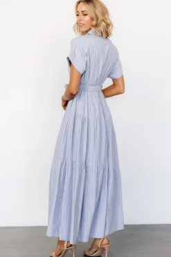 Discount Baltic Born Covey Button Up Maxi Dress | Blue Stripe BlueStripe