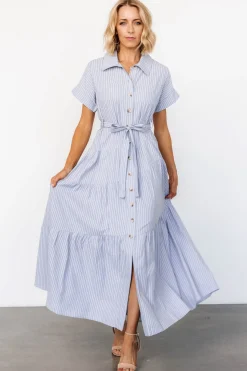 Discount Baltic Born Covey Button Up Maxi Dress | Blue Stripe BlueStripe