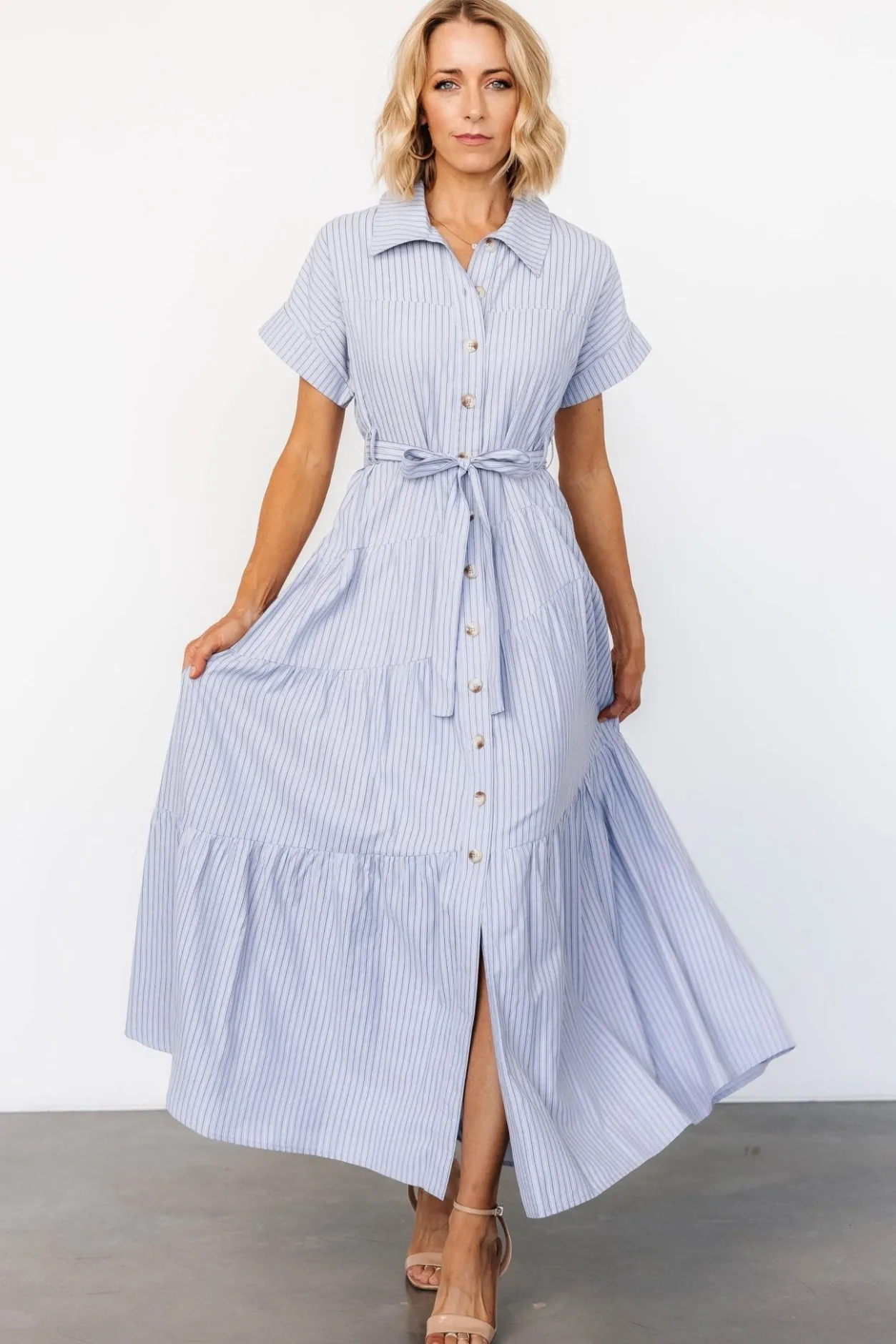 Discount Baltic Born Covey Button Up Maxi Dress | Blue Stripe BlueStripe