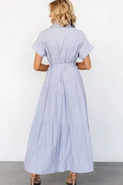 Discount Baltic Born Covey Button Up Maxi Dress | Blue Stripe BlueStripe