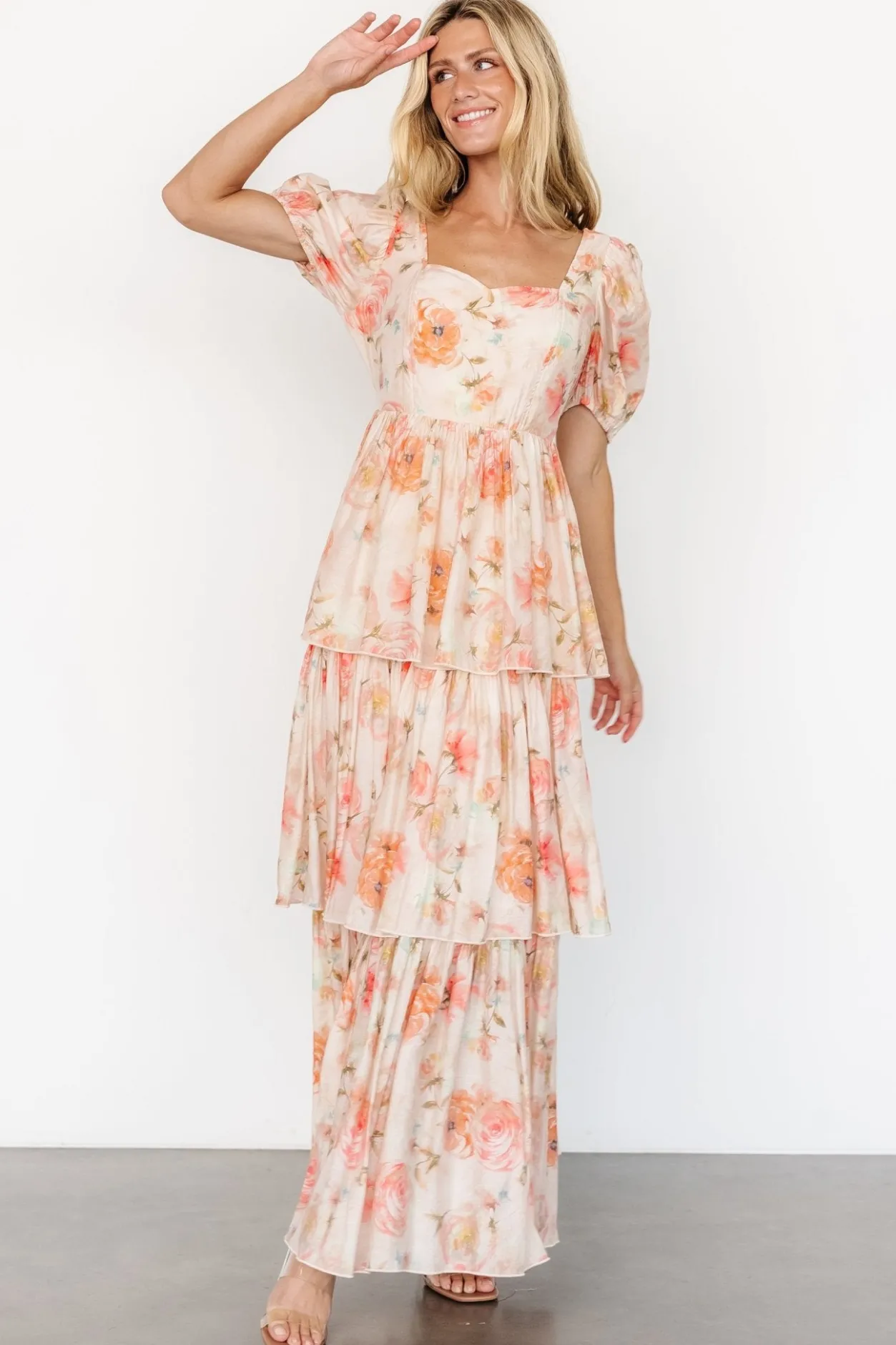 Outlet Baltic Born Cozette Tiered Maxi Dress | Blush Floral BlushFloral