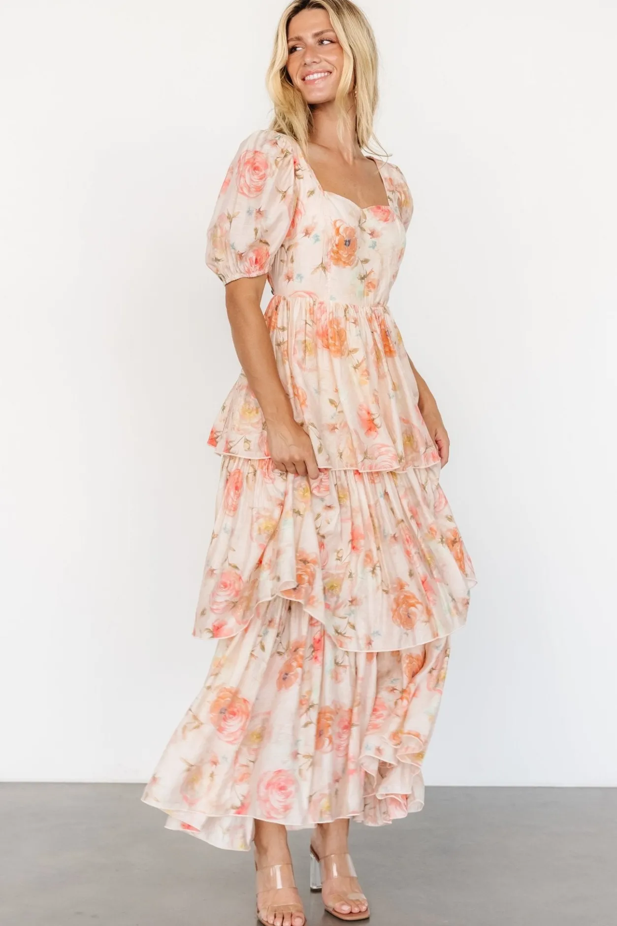 Outlet Baltic Born Cozette Tiered Maxi Dress | Blush Floral BlushFloral