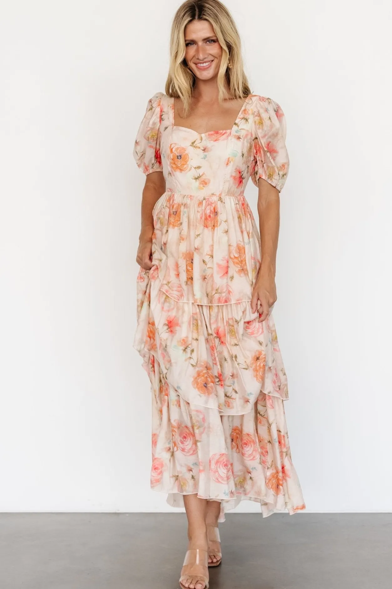 Outlet Baltic Born Cozette Tiered Maxi Dress | Blush Floral BlushFloral