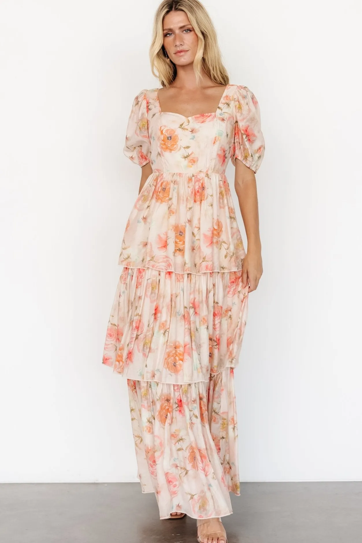 Outlet Baltic Born Cozette Tiered Maxi Dress | Blush Floral BlushFloral