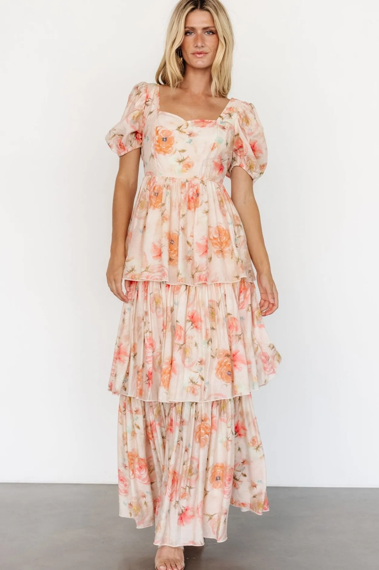 Outlet Baltic Born Cozette Tiered Maxi Dress | Blush Floral BlushFloral