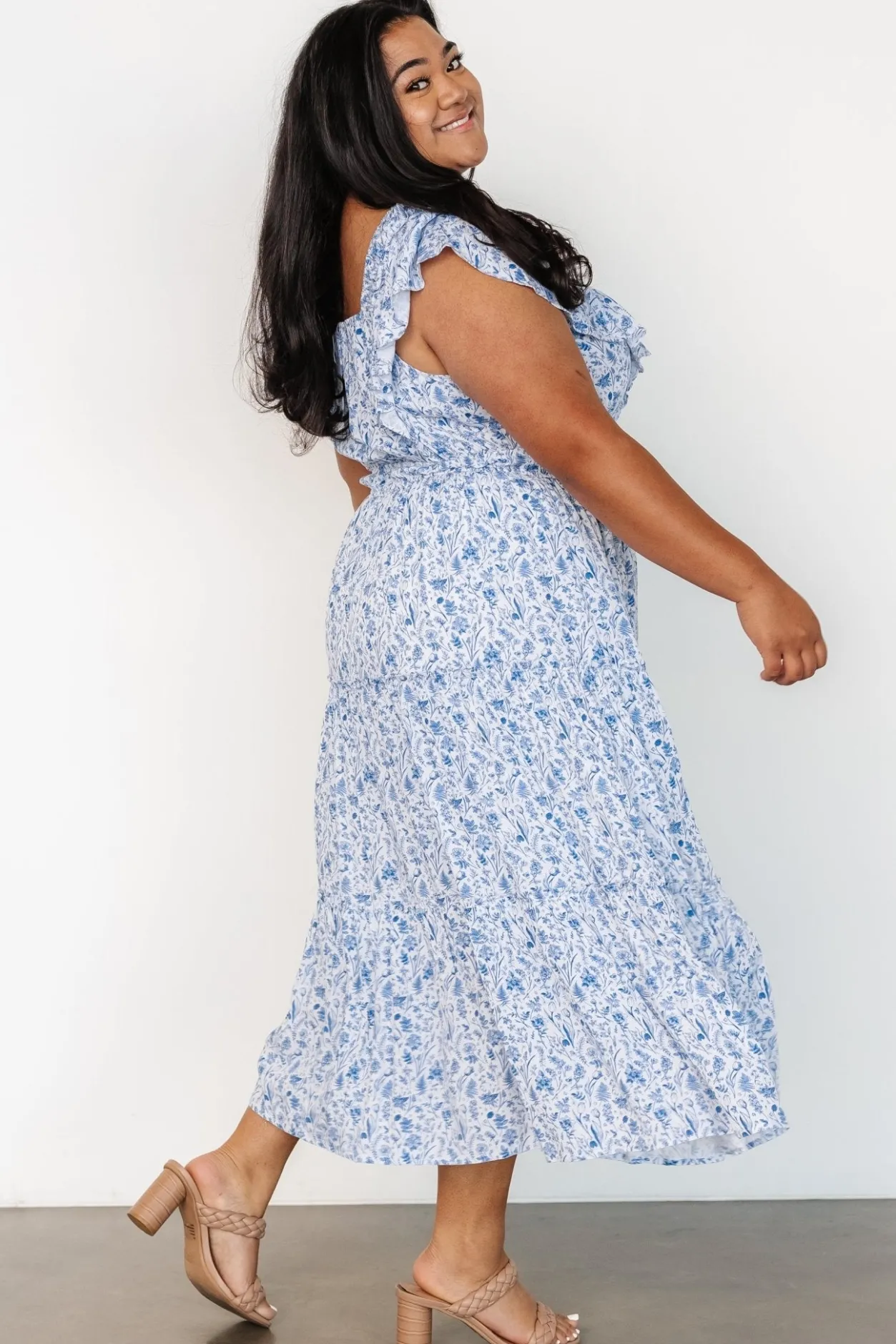 Outlet Baltic Born Crete Midi Dress | Blue + White Blue+White