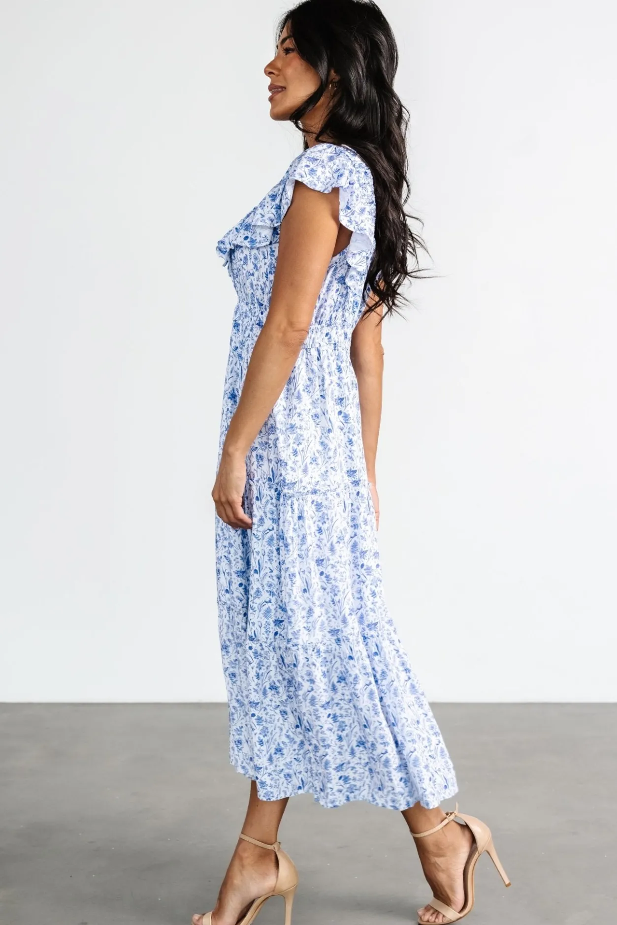 Outlet Baltic Born Crete Midi Dress | Blue + White Blue+White