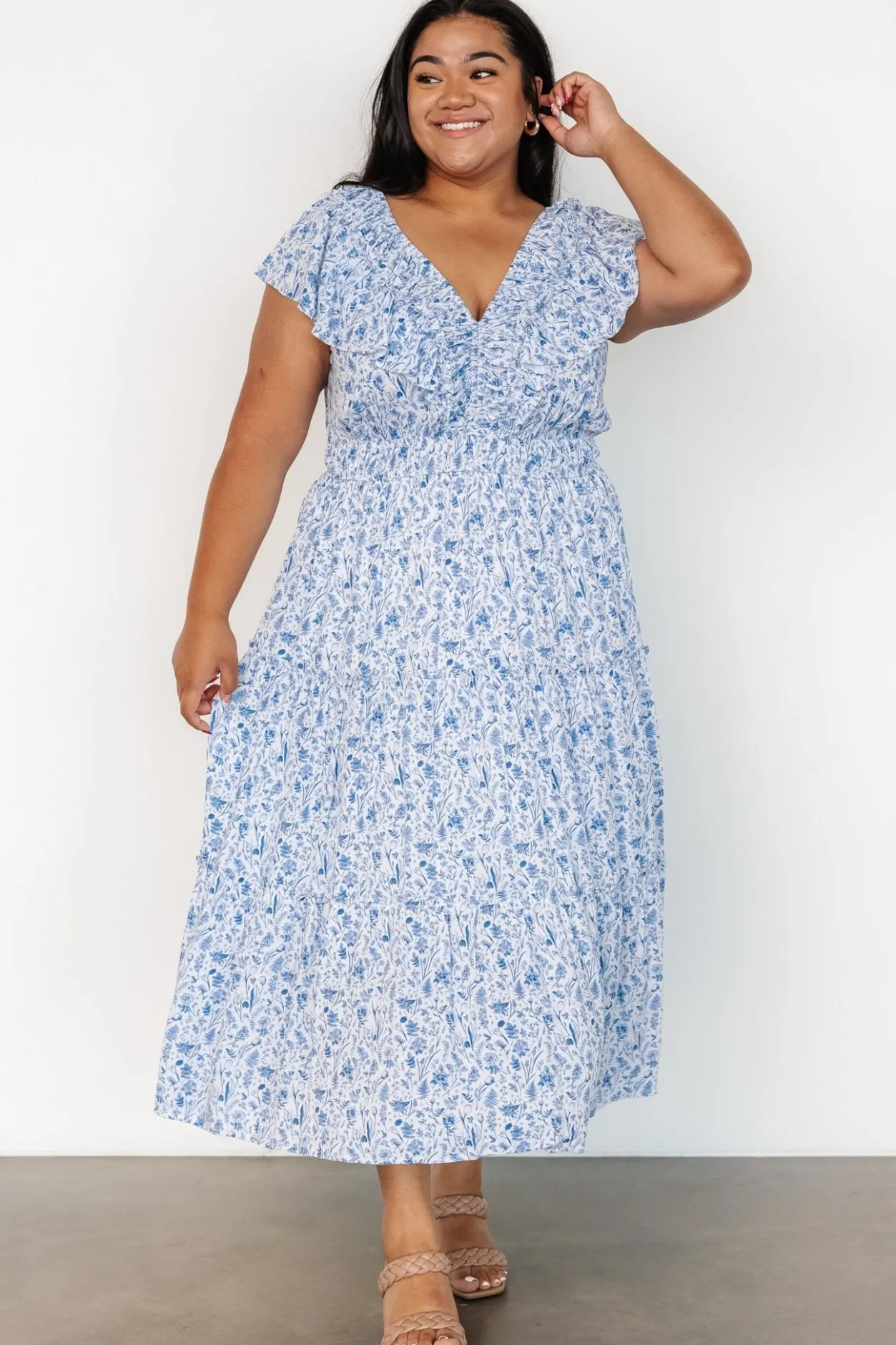 Outlet Baltic Born Crete Midi Dress | Blue + White Blue+White