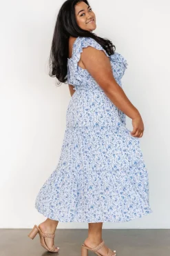 Outlet Baltic Born Crete Midi Dress | Blue + White Blue+White