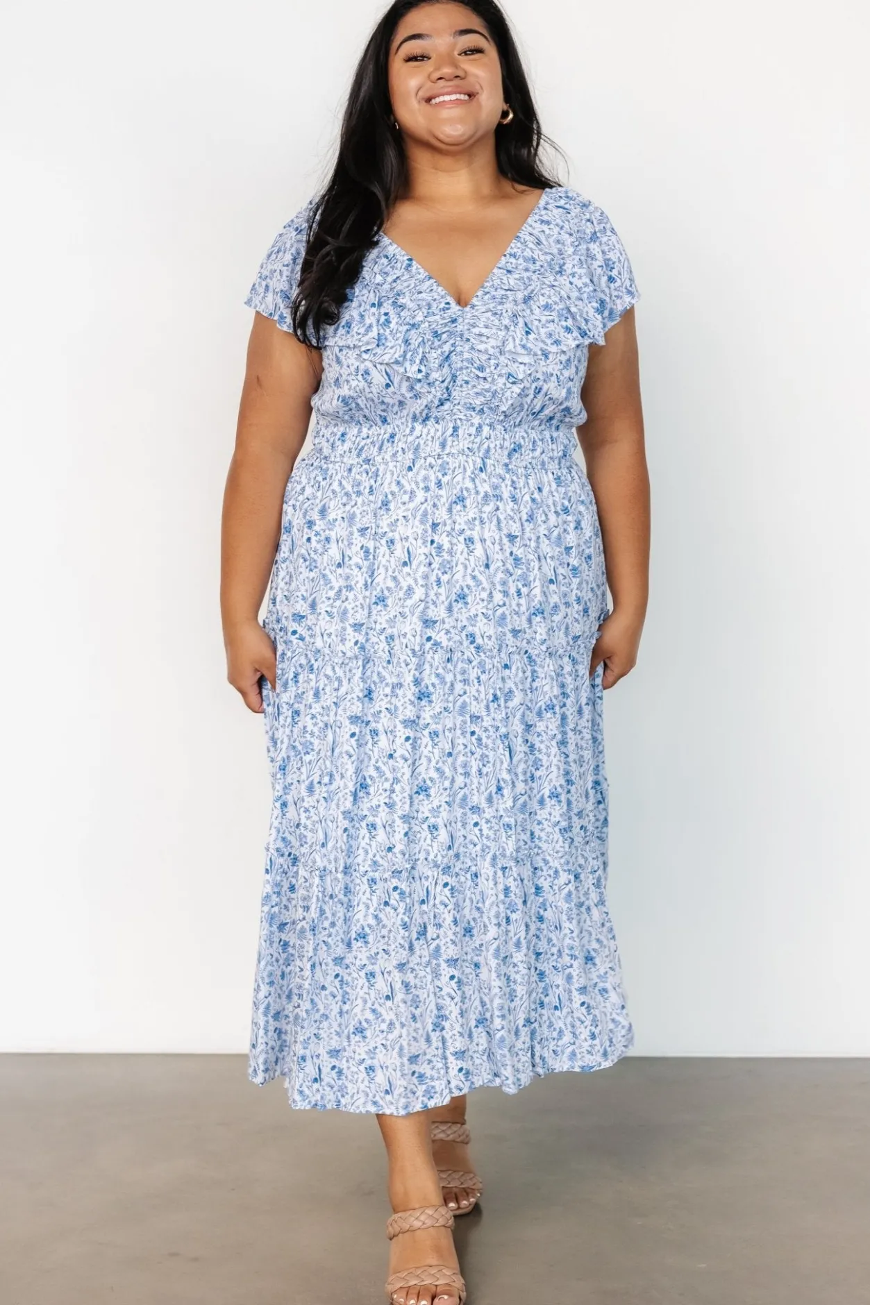 Outlet Baltic Born Crete Midi Dress | Blue + White Blue+White