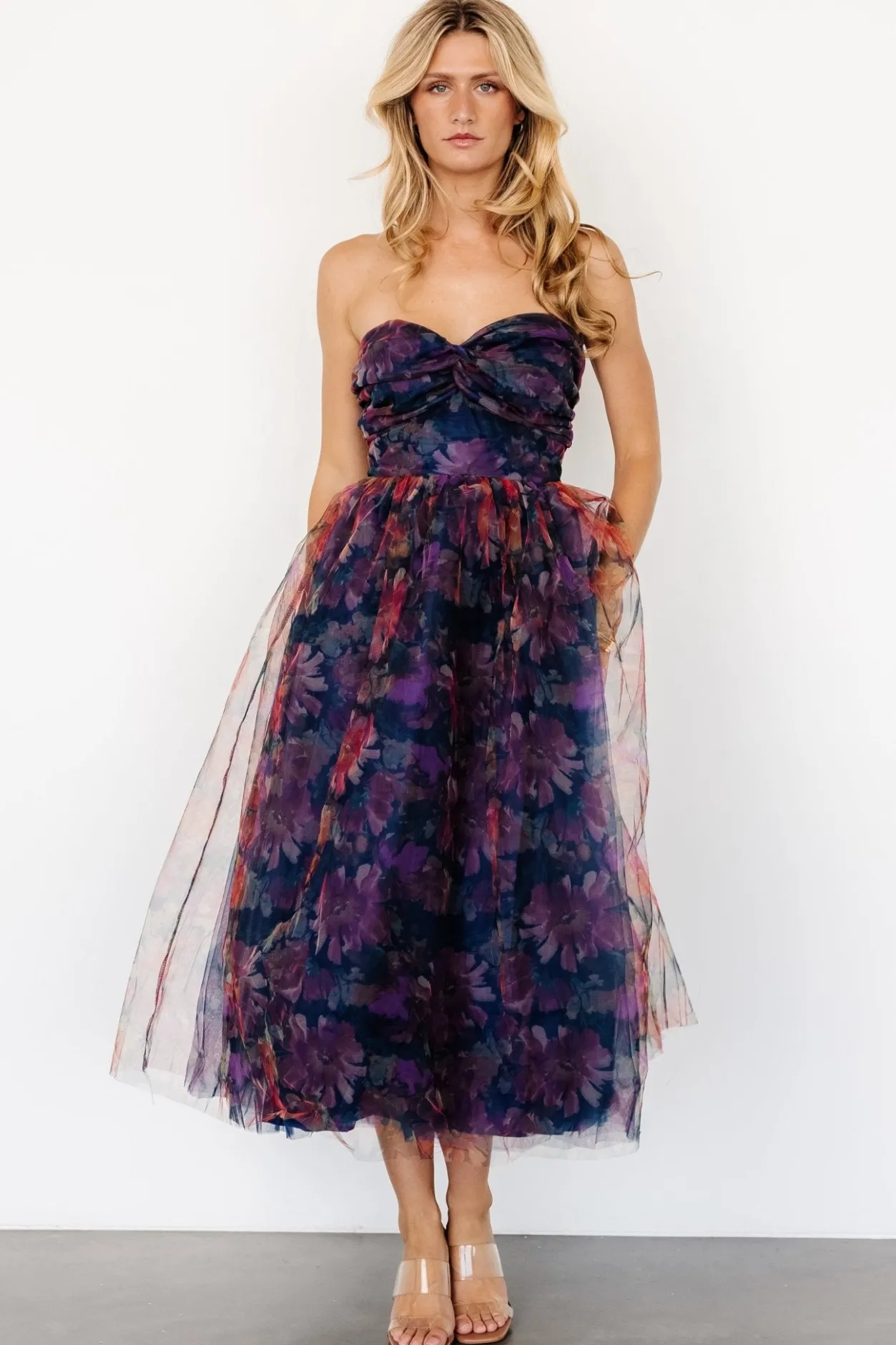 Clearance Baltic Born Cristelle Strapless Dress | Navy Multi Floral NavyMultiFloral