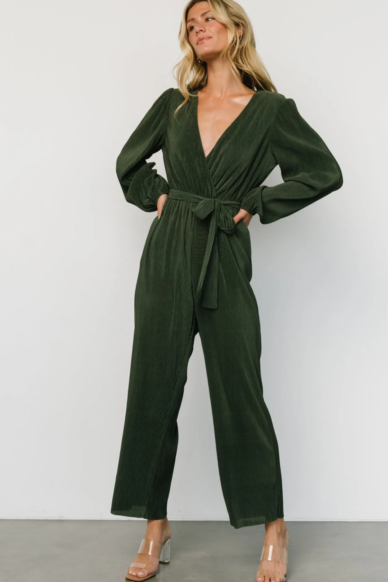 New Baltic Born Croft Pleated Jumpsuit | Dark Olive DarkOlive