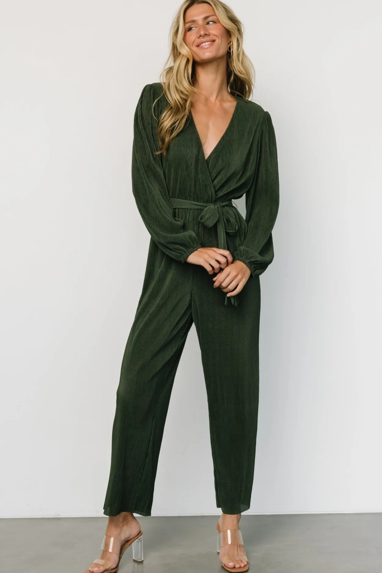 New Baltic Born Croft Pleated Jumpsuit | Dark Olive DarkOlive