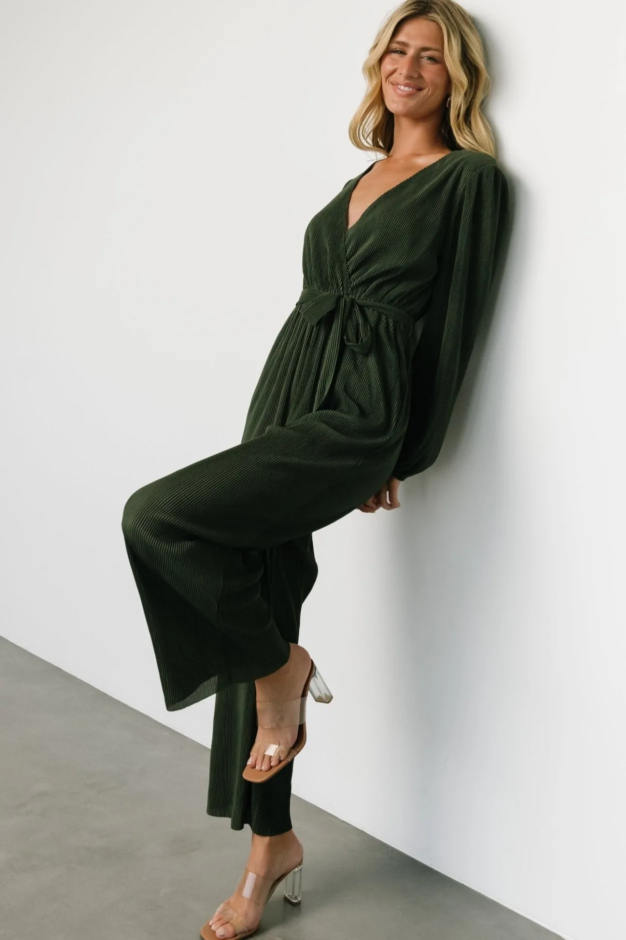 New Baltic Born Croft Pleated Jumpsuit | Dark Olive DarkOlive