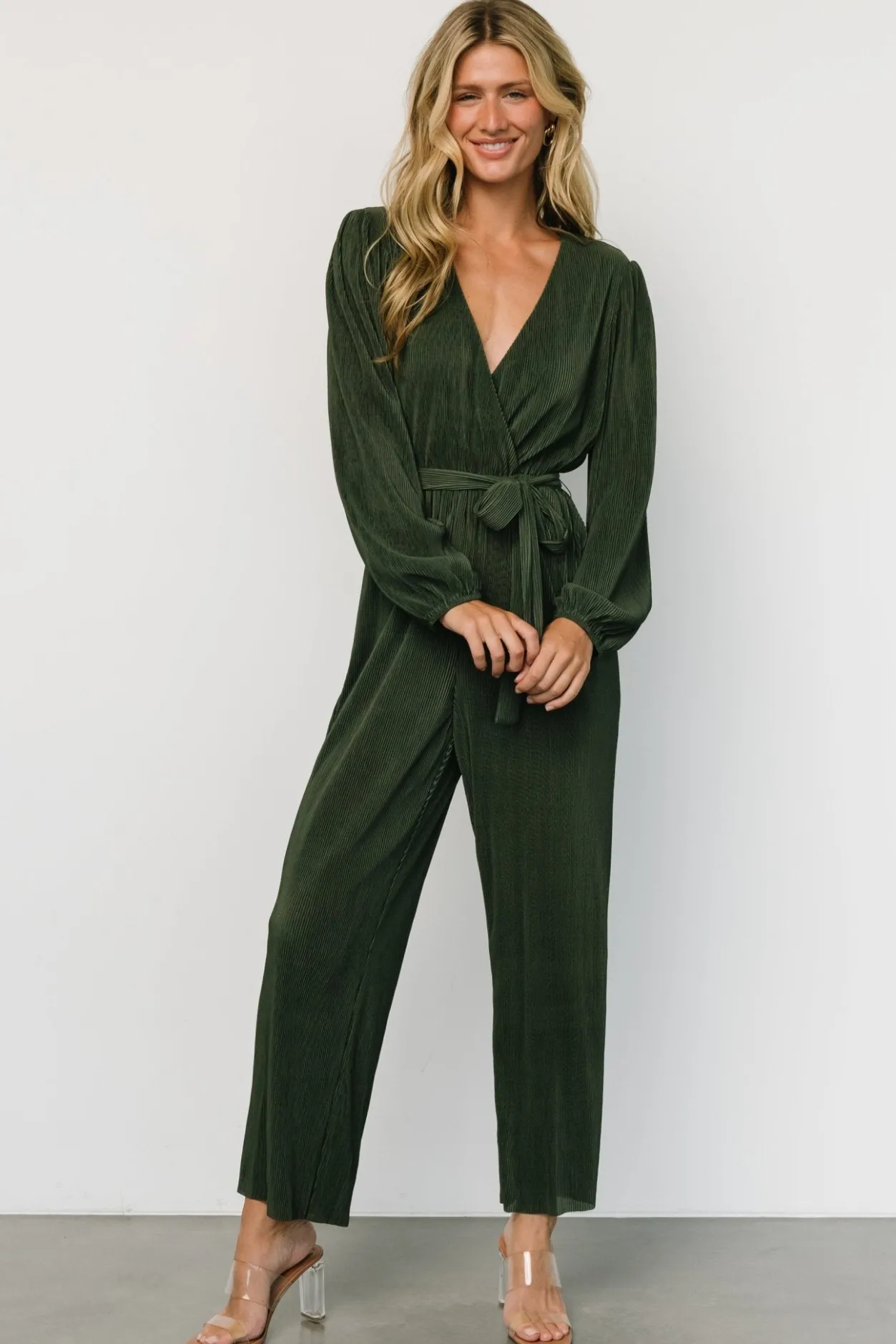 New Baltic Born Croft Pleated Jumpsuit | Dark Olive DarkOlive