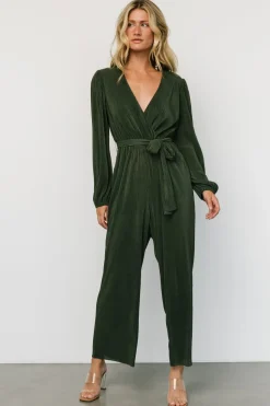 New Baltic Born Croft Pleated Jumpsuit | Dark Olive DarkOlive