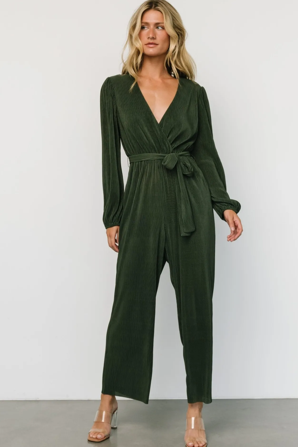 New Baltic Born Croft Pleated Jumpsuit | Dark Olive DarkOlive