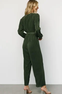 New Baltic Born Croft Pleated Jumpsuit | Dark Olive DarkOlive