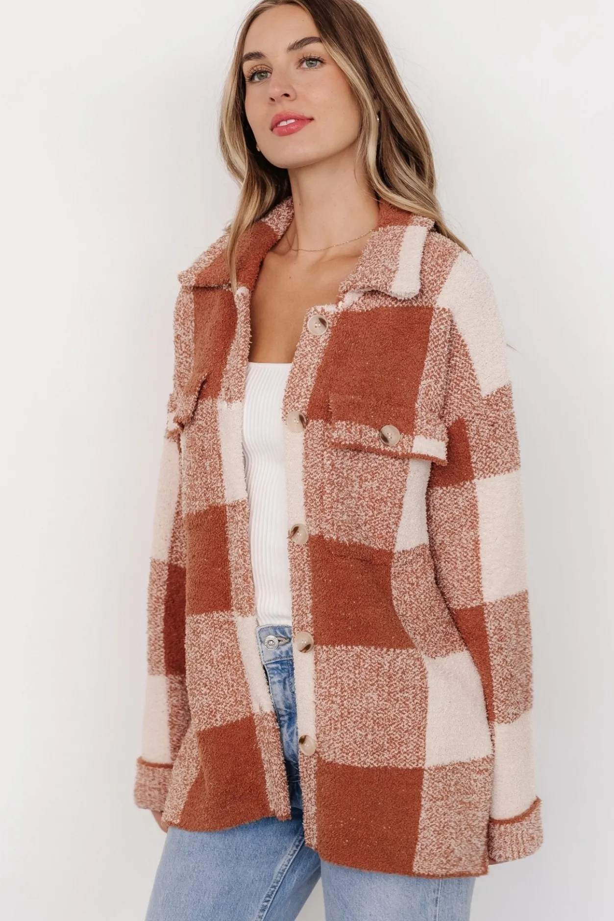 Outlet Baltic Born Crosby Knit Shacket | Copper + Ivory Copper+Ivory