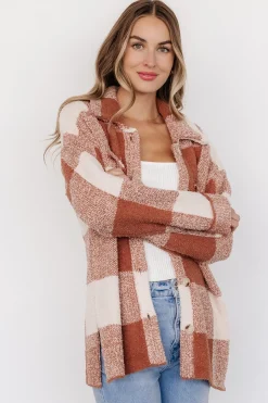 Outlet Baltic Born Crosby Knit Shacket | Copper + Ivory Copper+Ivory
