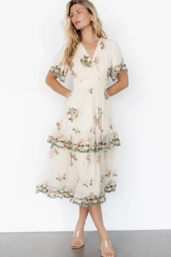 Hot Baltic Born Cynthia Midi Dress | Cream Floral CreamFloral