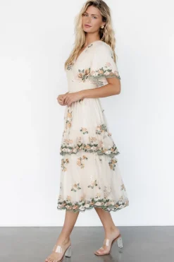 Hot Baltic Born Cynthia Midi Dress | Cream Floral CreamFloral