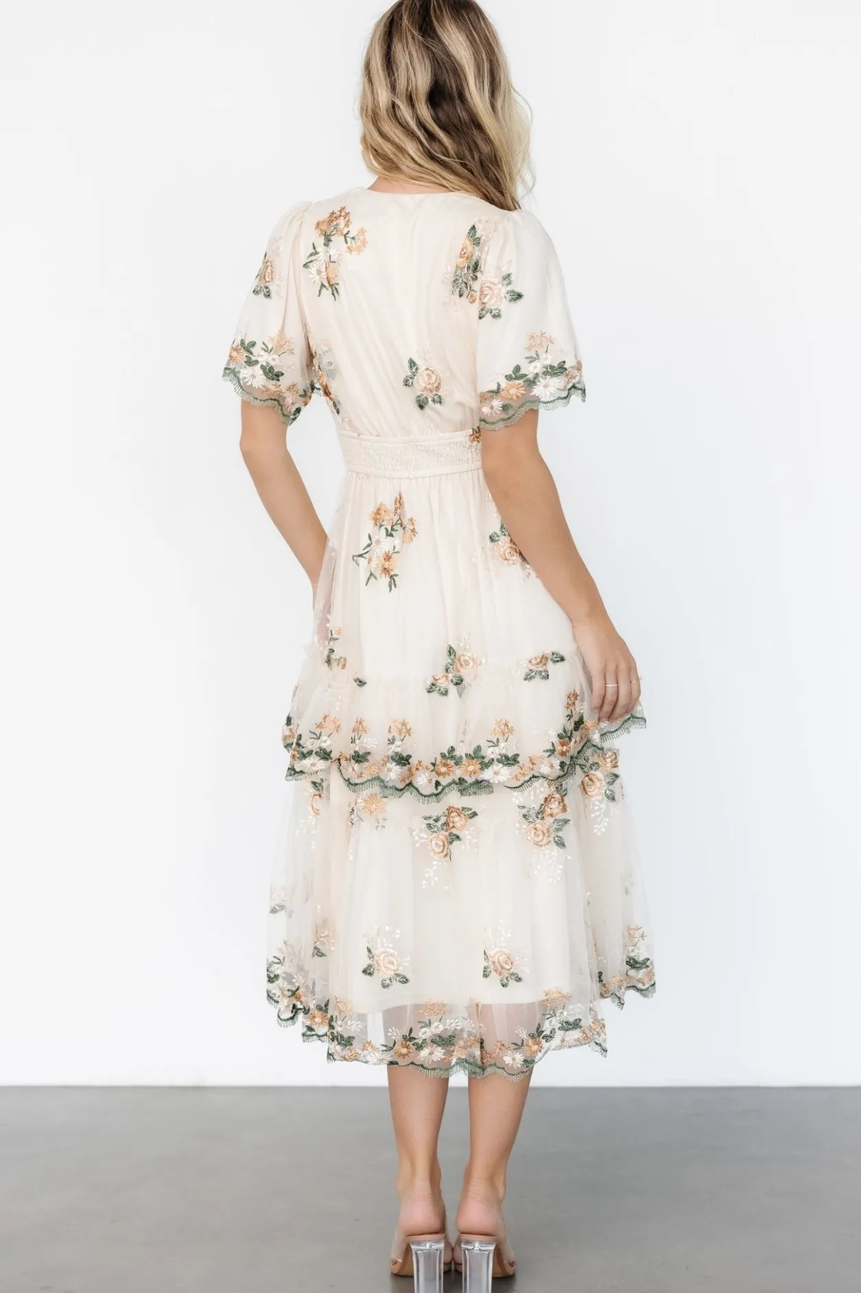 Hot Baltic Born Cynthia Midi Dress | Cream Floral CreamFloral