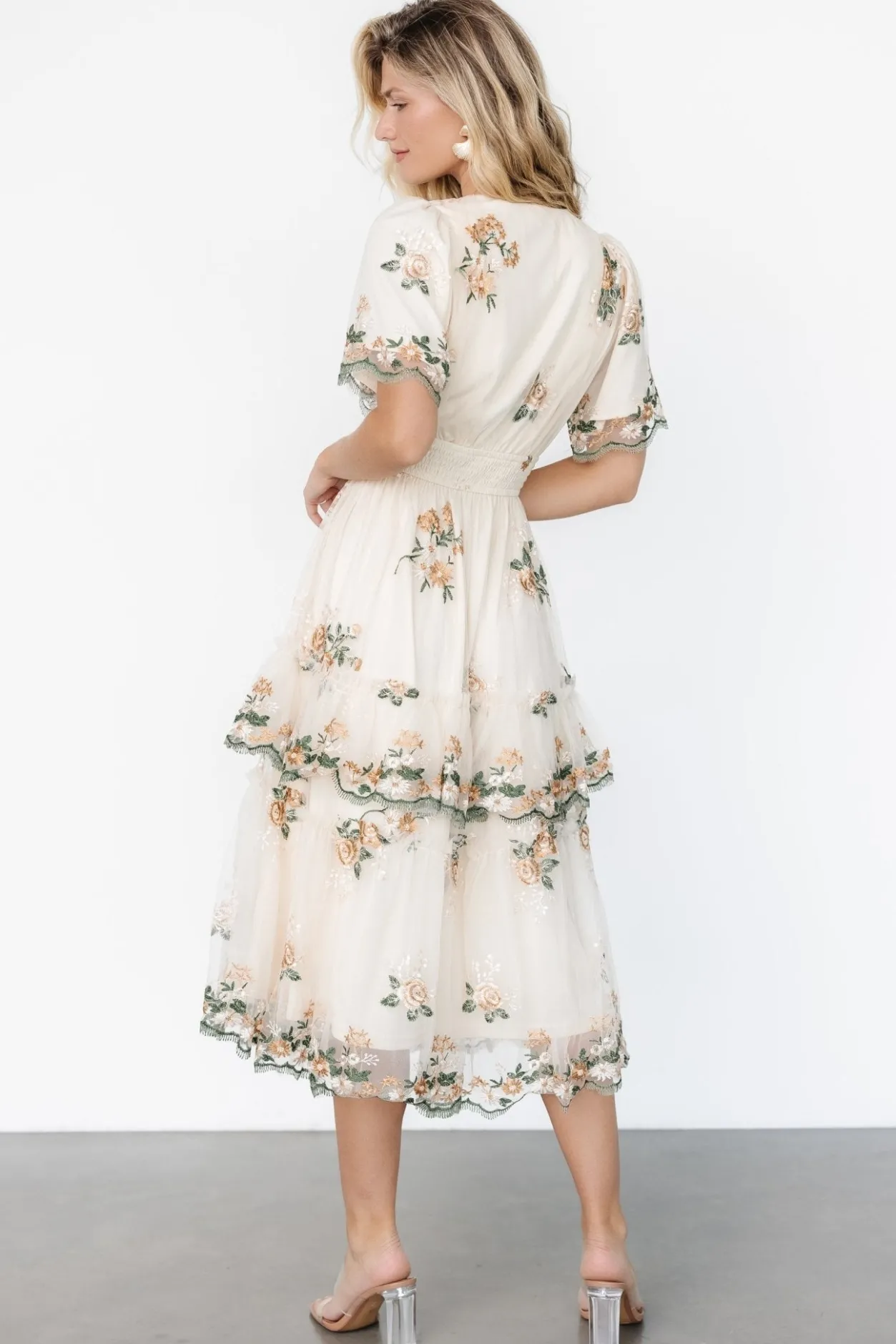 Hot Baltic Born Cynthia Midi Dress | Cream Floral CreamFloral