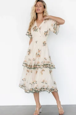 Hot Baltic Born Cynthia Midi Dress | Cream Floral CreamFloral