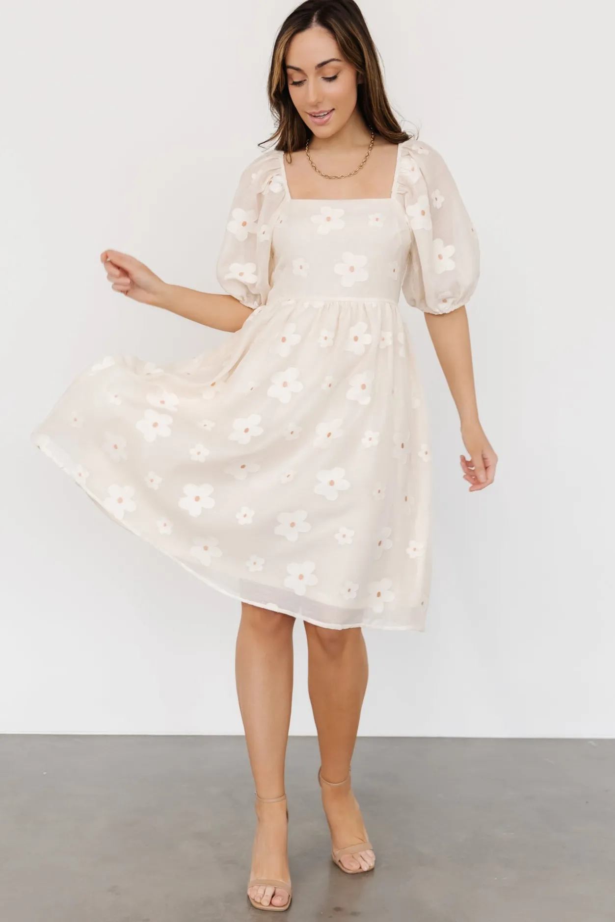 Discount Baltic Born Daisy Short Dress | Vintage Cream Floral VintageCreamFloral