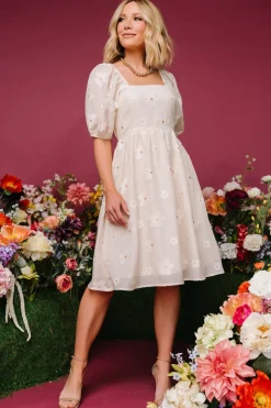 Discount Baltic Born Daisy Short Dress | Vintage Cream Floral VintageCreamFloral