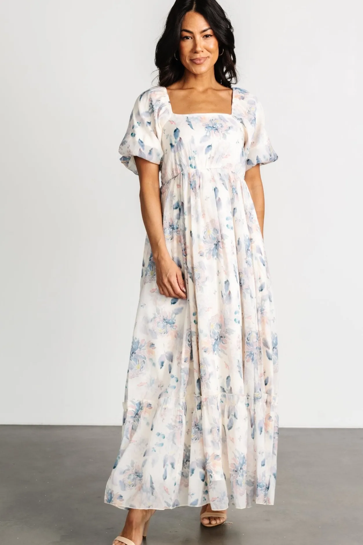 Sale Baltic Born Dalia Maxi Dress | Cream + Blue Floral Cream+BlueFloral