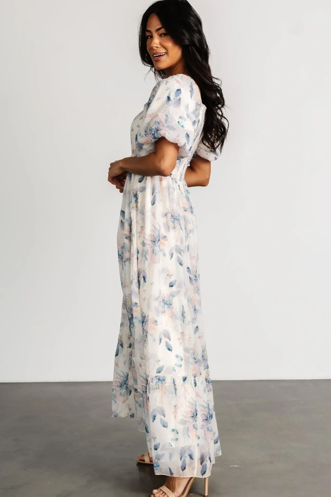 Sale Baltic Born Dalia Maxi Dress | Cream + Blue Floral Cream+BlueFloral