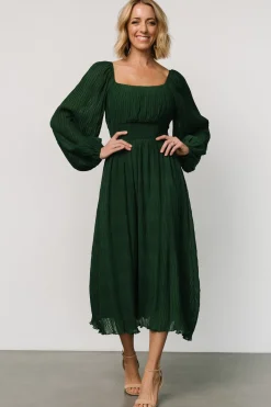 Fashion Baltic Born Dalton Pleated Midi Dress | Dark Green DarkGreen
