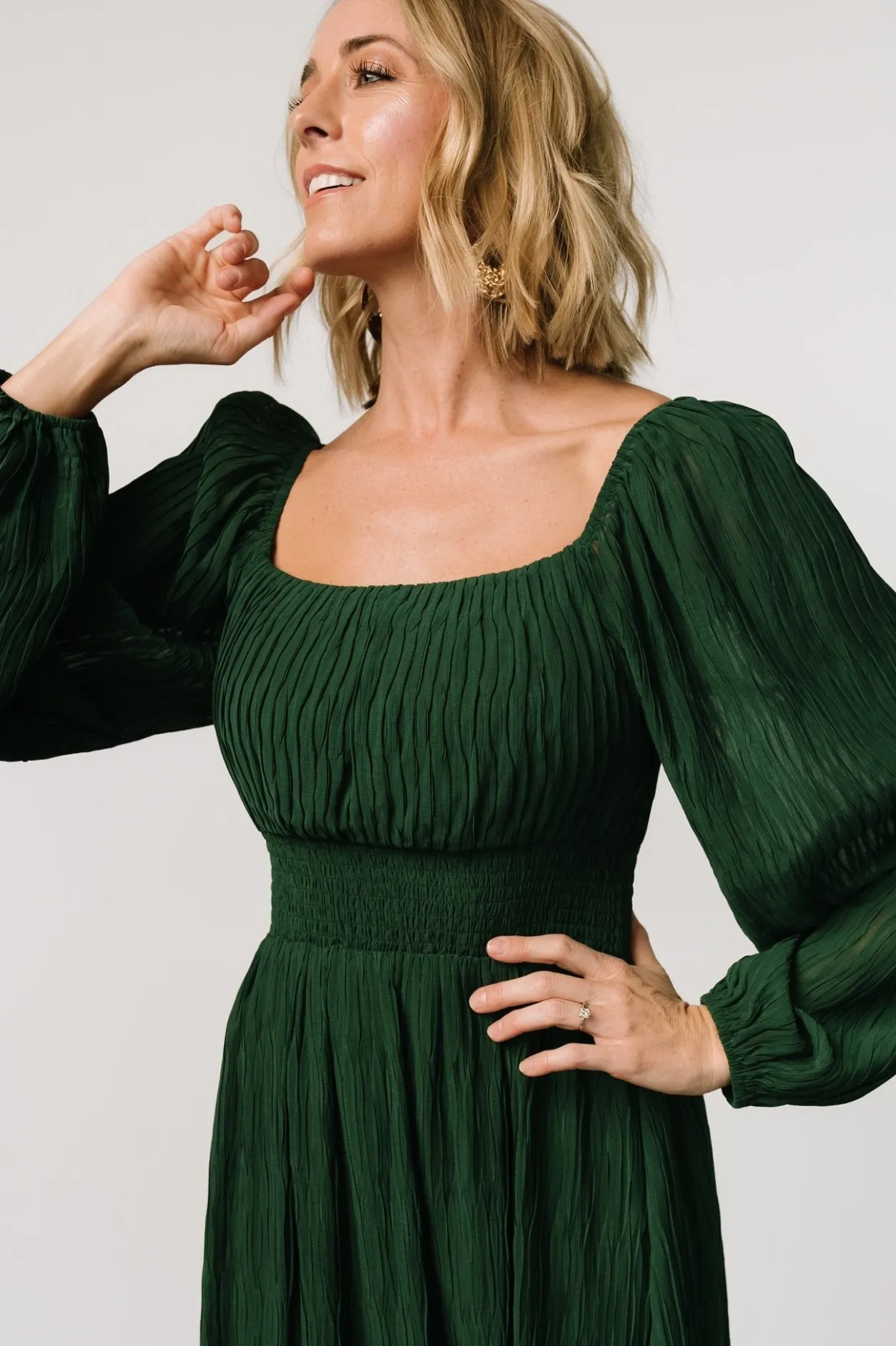 Fashion Baltic Born Dalton Pleated Midi Dress | Dark Green DarkGreen