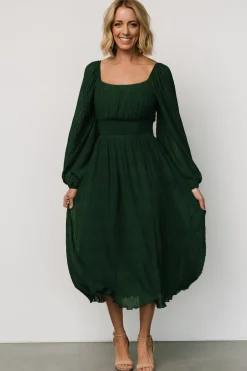 Fashion Baltic Born Dalton Pleated Midi Dress | Dark Green DarkGreen