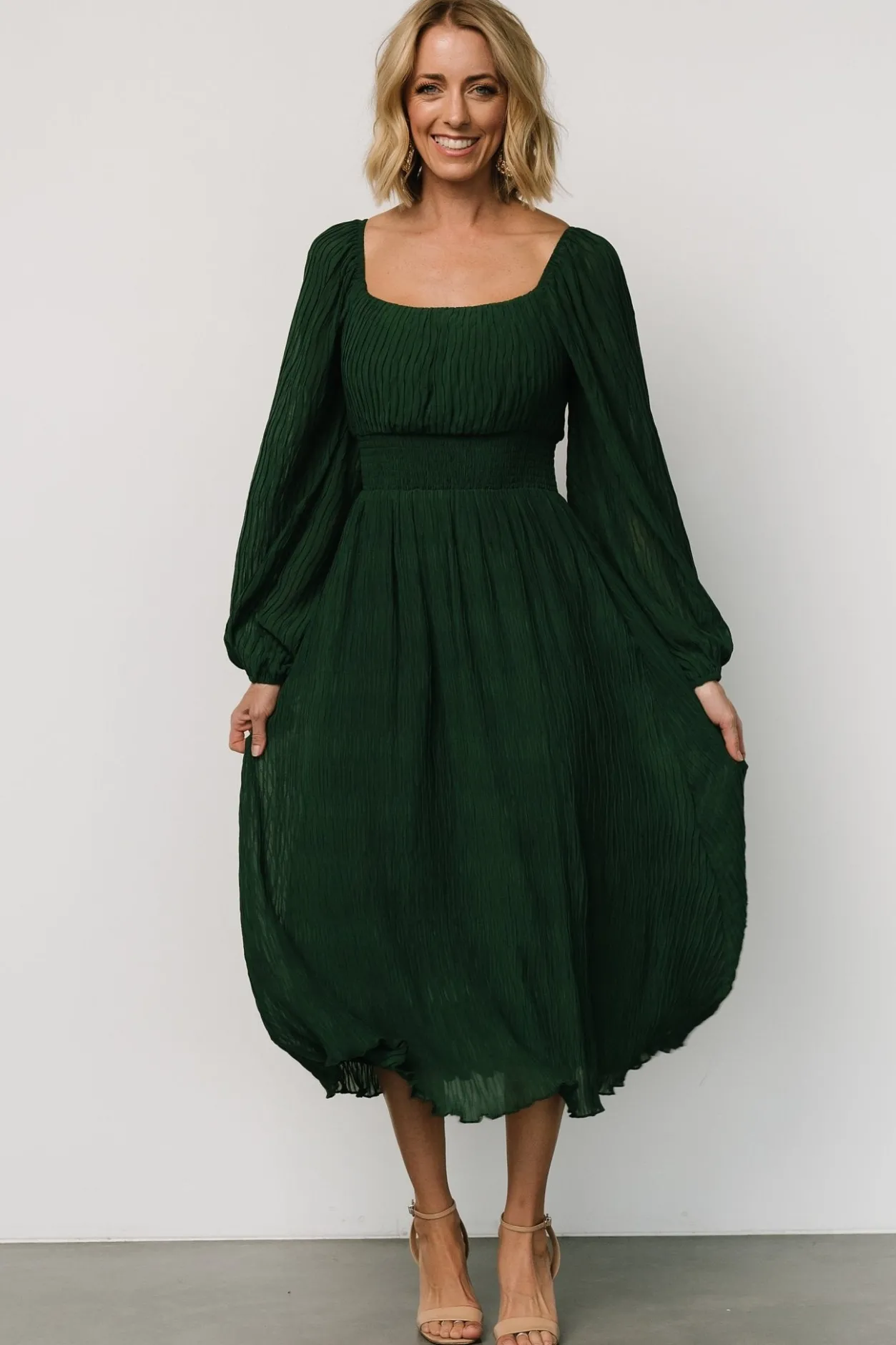 Fashion Baltic Born Dalton Pleated Midi Dress | Dark Green DarkGreen